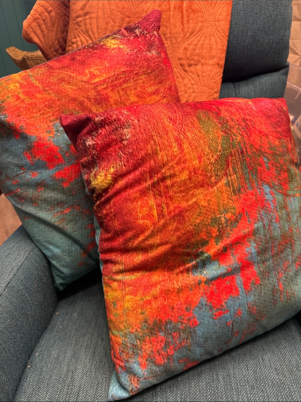 Abstract Red & Teal Decorative Accent Pillow - Home Accents